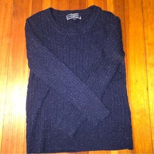 Karen Scott navy blue sweater with heather detail 🧵